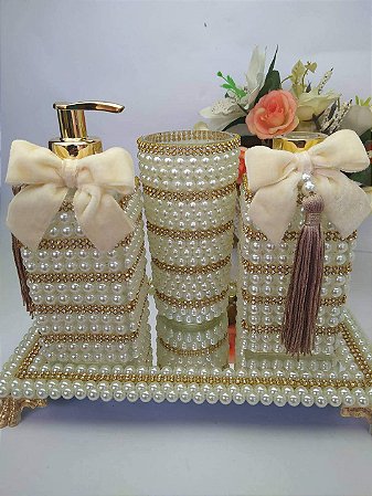 Kit Lavabo completo com bandeja e porta escova