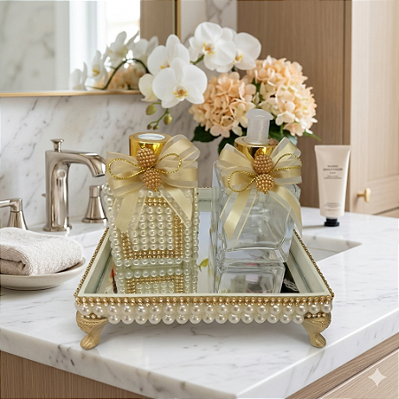 Kit Lavabo Luxo com Pérolas
