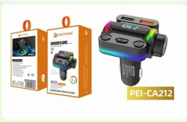 Carregador de carro super turbo duas saídas USB e Tipo C, transmissão digital e bluetooth