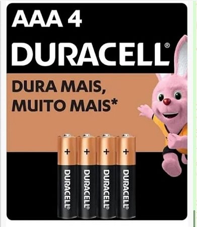 Pilha Duracell 3A com 4 unidades