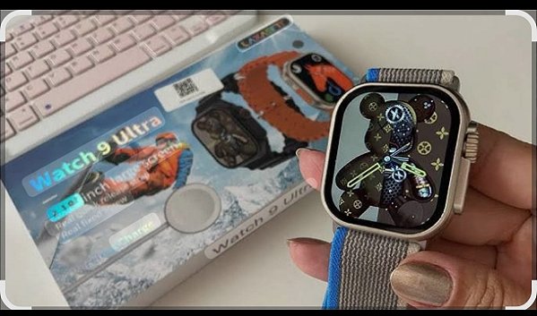 Relógio smartwatch com duas pulseiras e carregador de indução