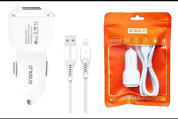 Carregador Veicular completo Agold IOS