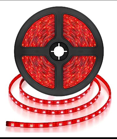 Fita de led vermelha com fonte