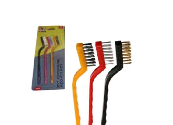 Kit com 3 escovas de aço