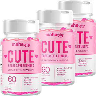 Kit com 3 Cute suplemento alimentar 60 Cápsulas 400mg 30gr