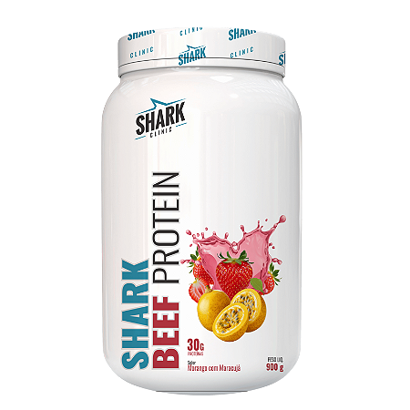 WHEY BEEF PROTEIN 900G MORANGO E MARACUJA SHARK PRO