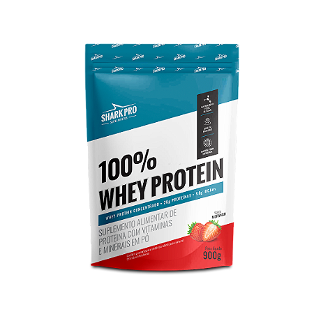 100% WHEY PROTEIN SHARK PRO REFIL 900G MORANGO