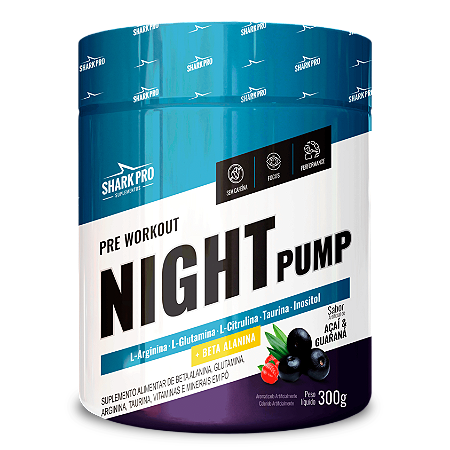 NIGHT PUMP PRÉ-TREINO 300G SHARK PRO ACAI COM GUARANA
