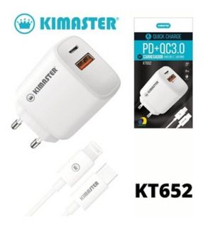KIT CARREGADOR KT652 - USB x TYPE-C - PD COM CABO LIGHTNING