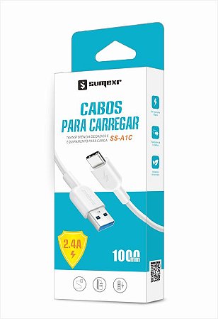 Cabo Sumexr Usb Type C 1m 2.4A - Branco