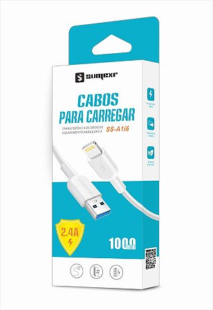Cabo Sumexr Lightning 1m 2.4A - Branco