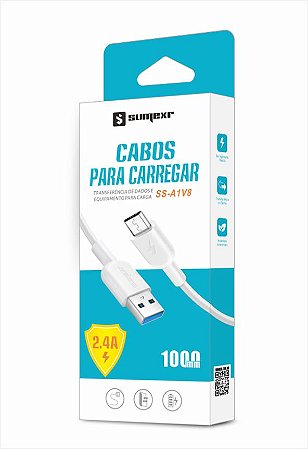 Cabo Sumexr Micro V8 1m 2.4A - Branco