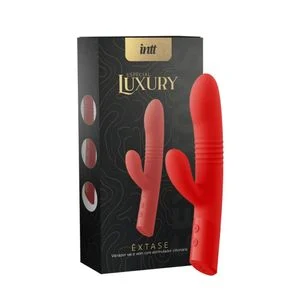 EXTASE - VIBRADOR VAI E VEM COM ESTÍMULO CLITORIANO - COR VERMELHO