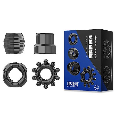 COCK RING - KIT COM 4 ANÉIS PENIANOS - JELLY - LOVE NEST
