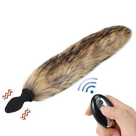 PLUG COM CALDA DE RAPOSA -  COM VIBRO E CONTROLE REMOTO