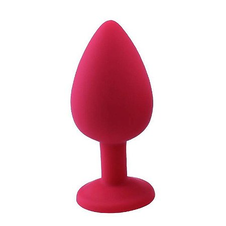 PLUG EM SILICONE COM PEDRA VERMELHA - TAMANHO M