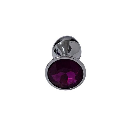PLUG EM METAL COM PEDRA LILAS - TAMANHO G