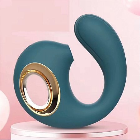 VIBRADOR PONTO G E CLITÓRIS COM PULSAÇÃO - 13 MODOS - COR VERDE