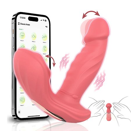 VIBRADOR COM BASE ESTIMULADORA - CONTROLE VIA APP - 9 MODOS VIBRAÇÃO