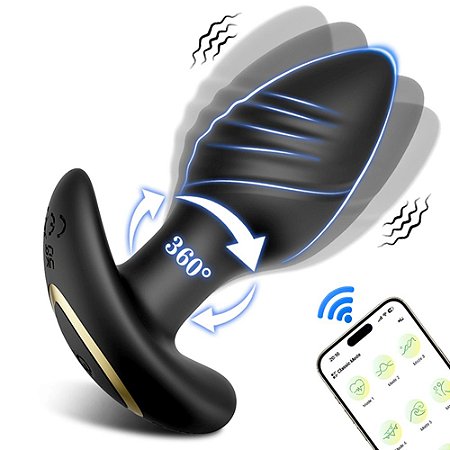 PLUG ANAL COM VIBRO - ROTAÇÃO 360° - CONTROLE VIA APP