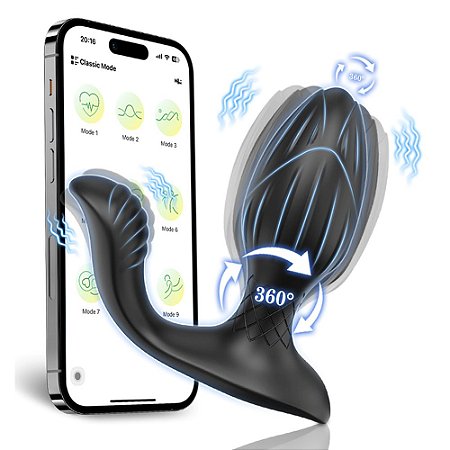 PLUG ANAL COM VIBRO - ROTAÇÃO 360° - CONTROLE VIA APP