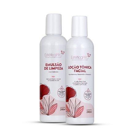 Duo Emulsão de Limpeza e Loção Tônica Facial Estética PRO