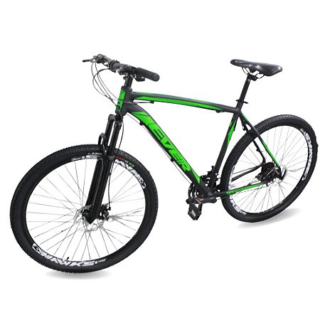 Bicicleta 24V Aro 29 Alumínio Preto Fosco com Verde