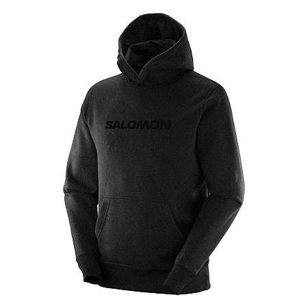 Moletom Canguru Fleece Salomon Polar LT Hoodie Com Capuz Preto Masculino