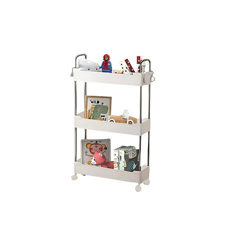 Prateleira Móvel 3 Andares Branca com Rodízios Rio Home