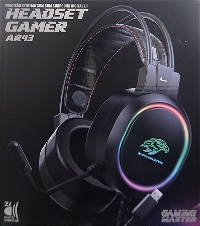 HEADSET GAMER K-MEX AR43 7.1 DIGITAL LED RGB USB AR43000S71PPB0X