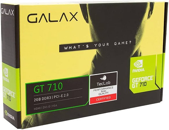 PLACA DE VIDEO GALAX GEFORCE GT 710 2GB DDR3 64 BITS 71GPF4HI00GX