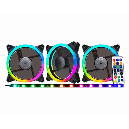 KIT COOLER KMEX AAEK ARGB SYNC2 FAN120 3PC+FITA+CONTROLE REMOTO/GRAVACAO
