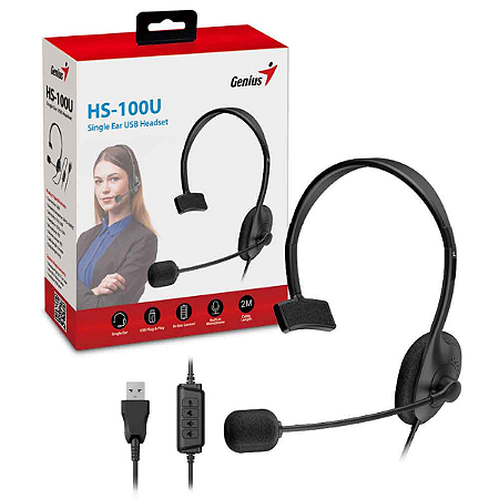 FONE DE OUVIDO MONO COM MIC GENIUS HS-100U USB