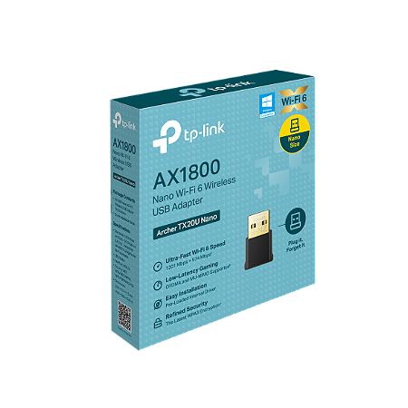ADAPTADOR USB TP-LINK ARCHER TX20U WI-FI6 AX1800 NANO DUAL BAND