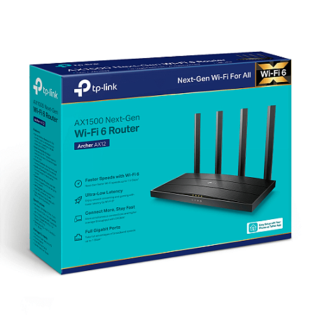 ROTEADOR AX1500 WIFI 6 TP-LINK ARCHER AX12 DUAL BAND GIGABIT MU-MIMO