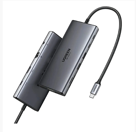 HUB USB UGREEN COM HDMI/VGA/RJ45 GIGA/2P USB-A 3.0/2P USB-C/USB-C 100W/SD/TF/P2 CM639
