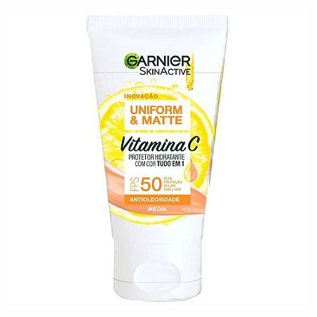 PROTETOR HIDRATANTE VITAMINA C FPS 50 COR MÉDIA 40G GARNIER SKINACTIVE