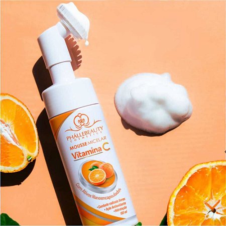 MOUSSE MICELAR VITAMINA C ESPUMA DE LIMPEZA FACIAL 150ML PH0725 PHÁLLEBEAUTY