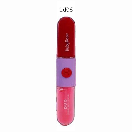 BATOM E GLOSS LÍQUIDO DUO LD08 HB-F569-08 RUBY ROSE