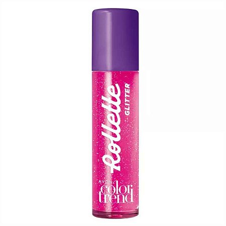 BRILHO ROLLETTE COM GLITTER LABIAL MORANGO VIBES COLOR TREND AVON