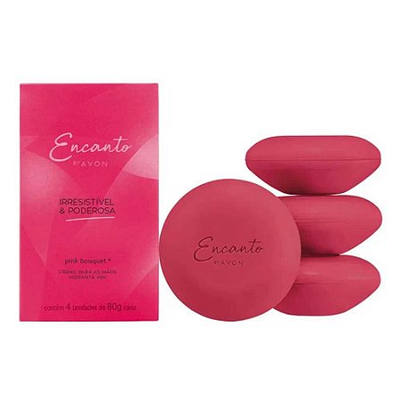 KIT 4 SABONETES BARRA ENCANTO IRRESISTÍVEL E PODEROSA AVON