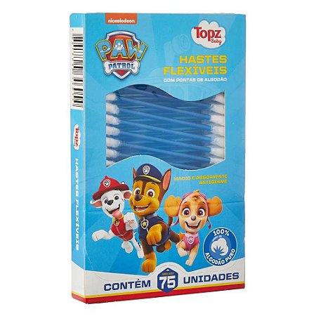 COTONETES HASTES FLEXÍVEIS PAW PATROL 75 UNIDADES TOPZ