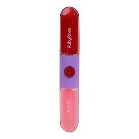 BATOM E GLOSS LÍQUIDO DUO LD01 HBF569-1  RUBY ROSE