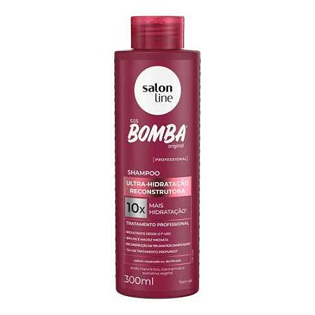 SHAMPOO ULTRA HIDRATAÇÃO RECONSTRUTORA SOS BOMBA 300ML SALON LINE
