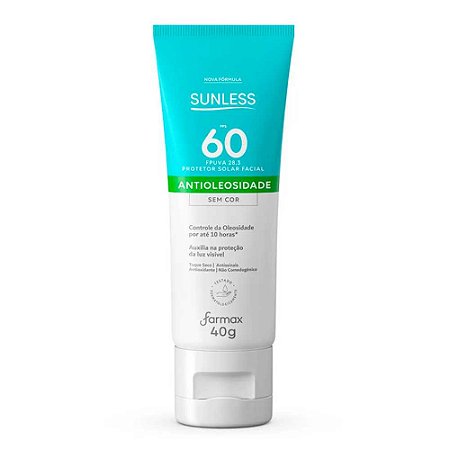 PROTETOR SOLAR FACIAL ANTIOLEOSIDADE TOQUE SECO FPS60 40G SUNLESS