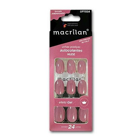 UNHAS POSTIÇAS AUTOCOLANTES AMENDOADO NUDE UP703A MACRILAN