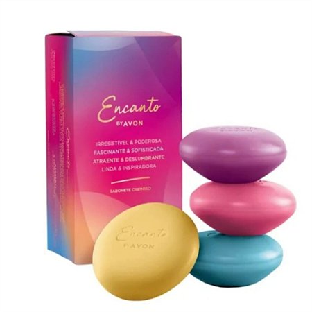 KIT 4 SABONETES CREMOSOS EM BARRA ENCANTO SORTIDO AVON