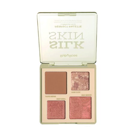 PALETA BLUSH, CONTORNO E ILUMINADOR GOLD SPARKLE SILK SKIN HB-M1003-2 RUBY ROSE