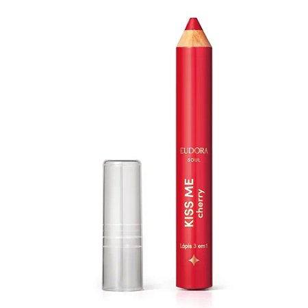 LÁPIS MULTIFUNCIONAL LÁBIOS, OLHOS E ROSTO KISS ME CHERRY VERMELHO EUDORA