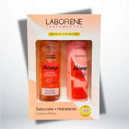 KIT PRESENTE BANHO PREMIUM SABONETE+HIDRATANTE MORANGO LABORENE